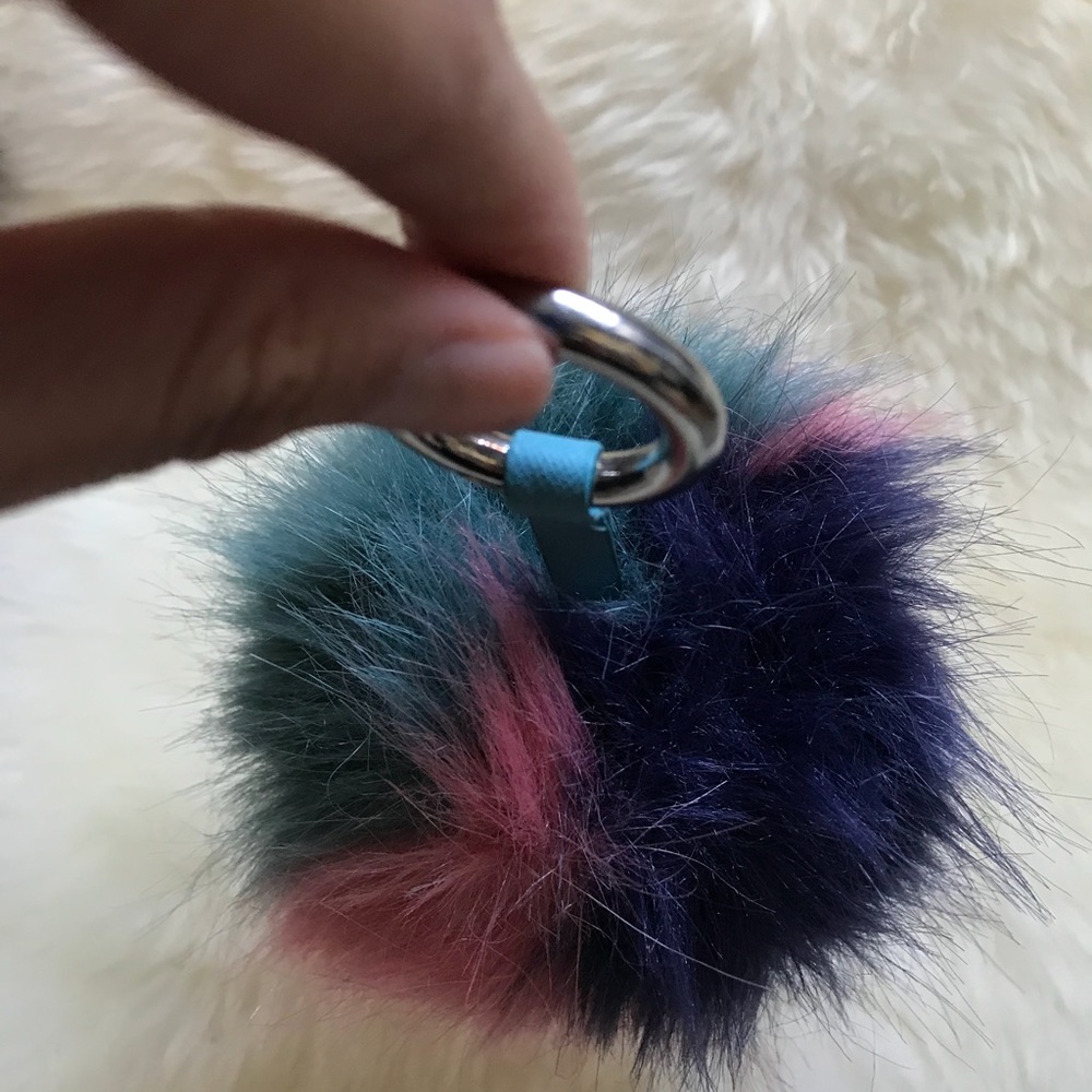 Colorful fluffy ball keychain
